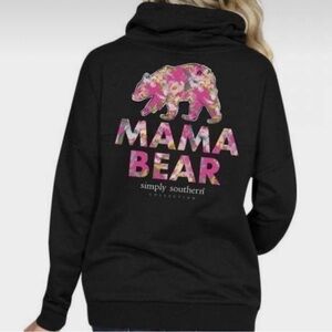 Simply Southern Cowl Neck ‘Mama Bear’ Pullover Black Size Small